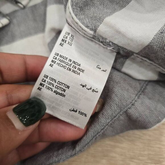 INC International Concepts Shirt Men XL Gray White Stripe Short Sleeve Button-Up - Picture 5 of 6